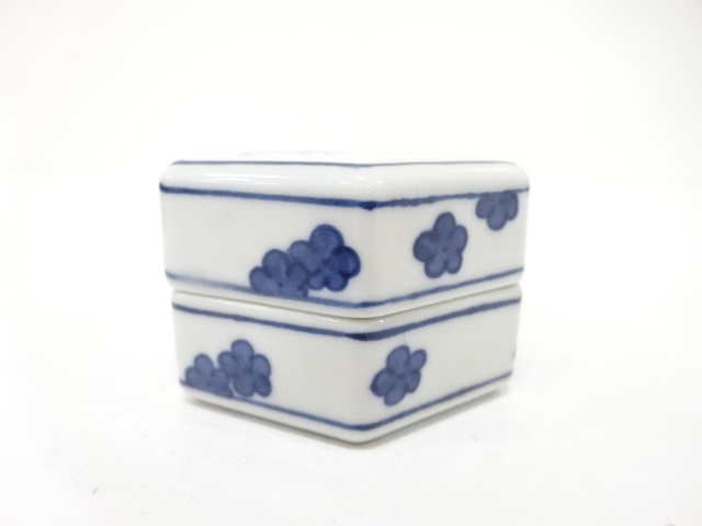  手塚景雲造　染付　鳥　香合